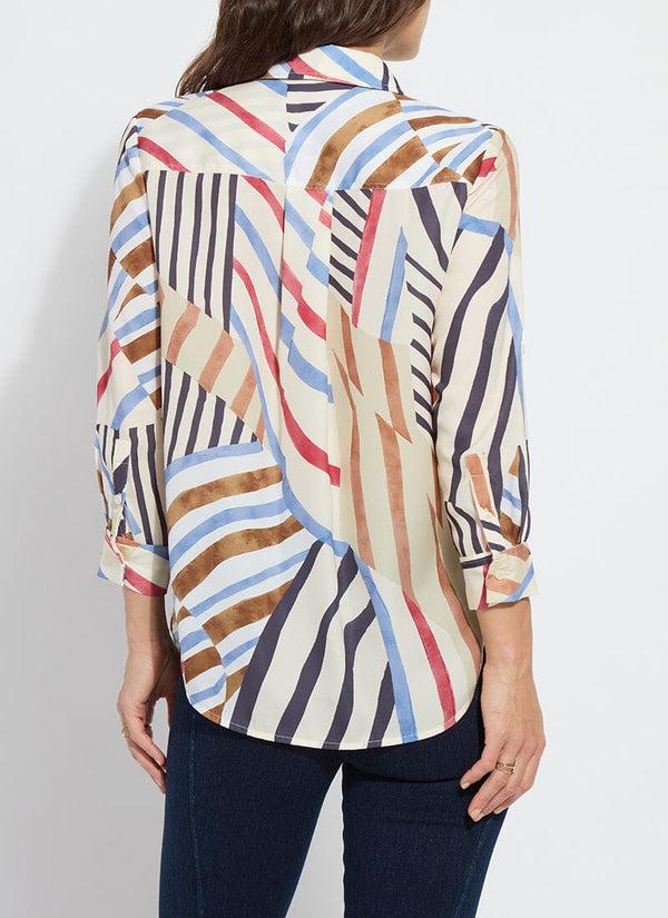 Lyssé Yesenia Roll Tab Utility Shirt Stripe & Art