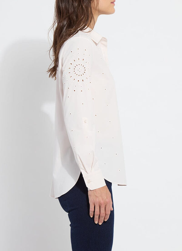 Lyssé Zelie Eyelet Embroidered Shirt Seed Pearl