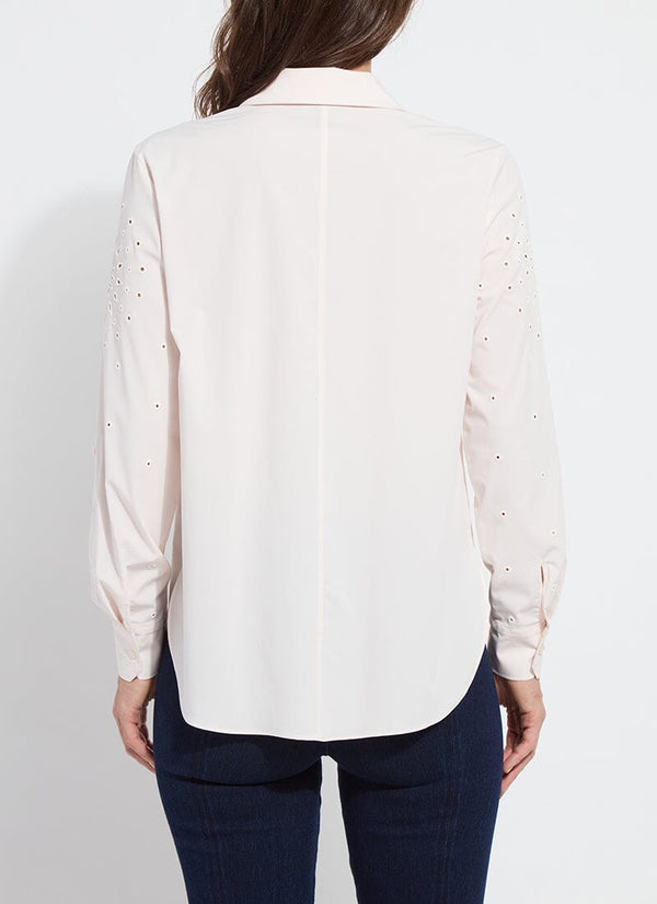 Lyssé Zelie Eyelet Embroidered Shirt Seed Pearl