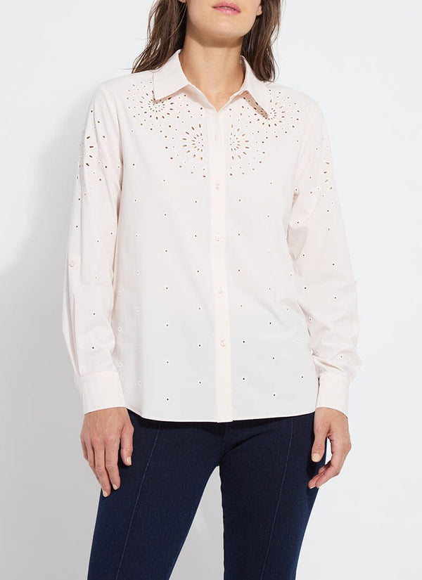 lyssé Zelie Eyelet Embroidered Shirt Seed Pearl