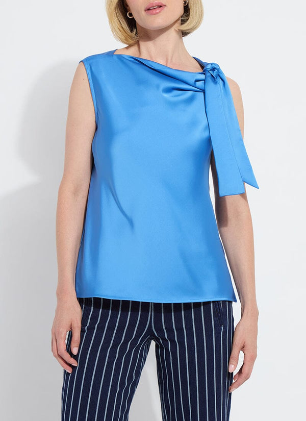 Lyssé Zulena Bow Tie Neck Top Chic Blue
