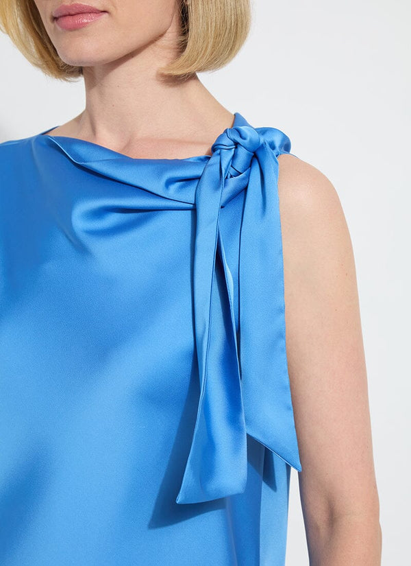 Lyssé Zulena Bow Tie Neck Top Chic Blue