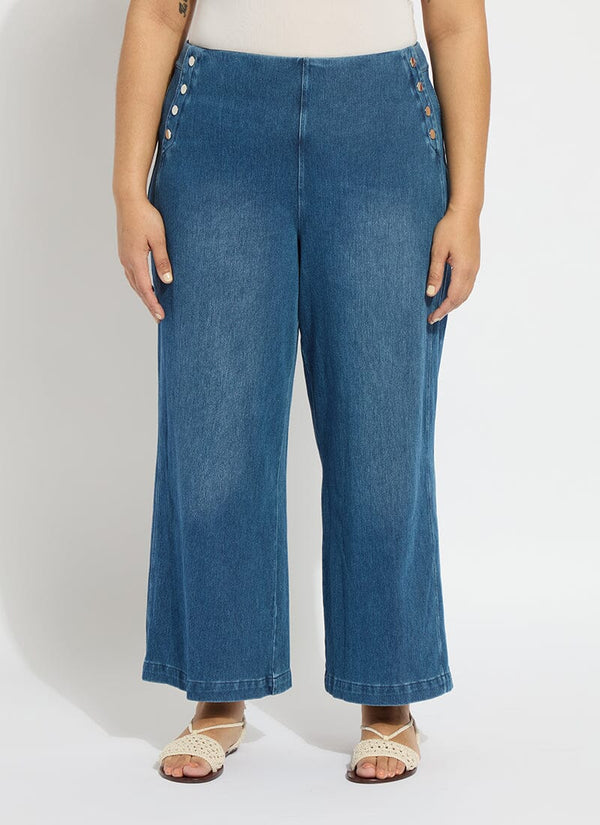 lyssé Mallory Sailor Hi Waist Wide Leg Denim (Plus Size 28" Inseam) White