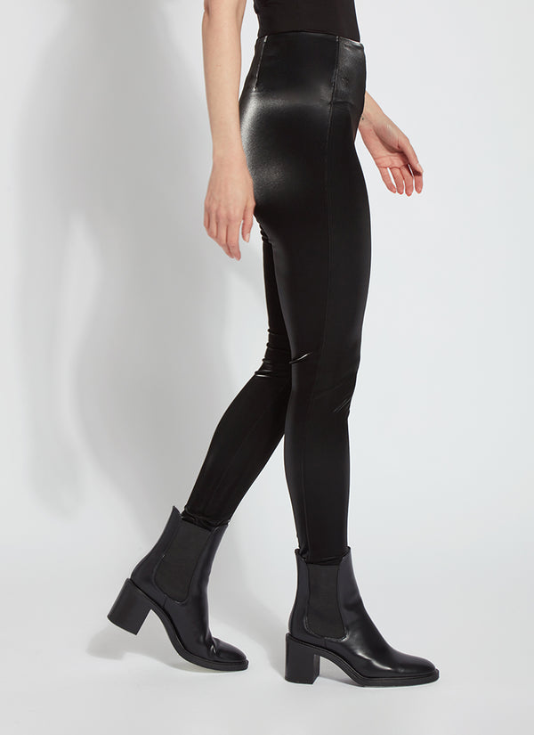 Lyssé Matilda Patent Foil Legging (28" Inseam) Black Mirror