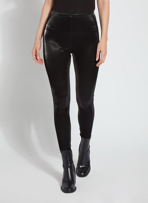 lyssé Matilda Patent Foil Legging (28" Inseam) Black Mirror