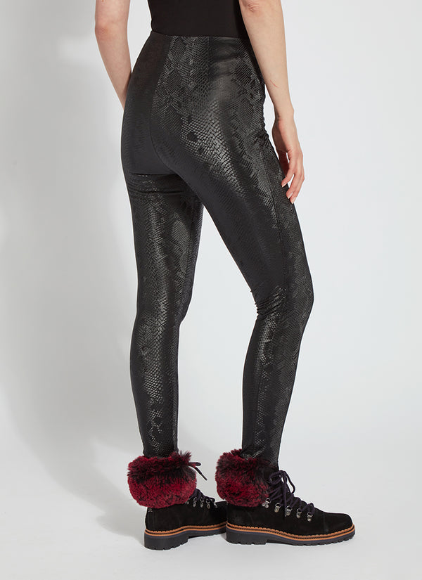 Lyssé Matilda Patent Foil Legging (28" Inseam) Black Snake Mirror