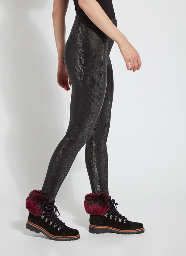 Lyssé Matilda Patent Foil Legging (28" Inseam) Black Snake Mirror