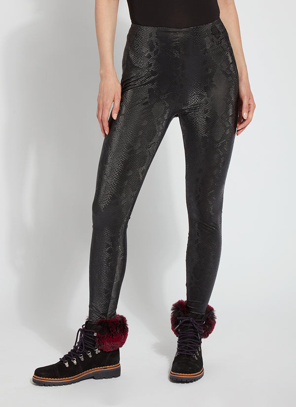 lyssé Matilda Patent Foil Legging (28" Inseam) Black Snake Mirror