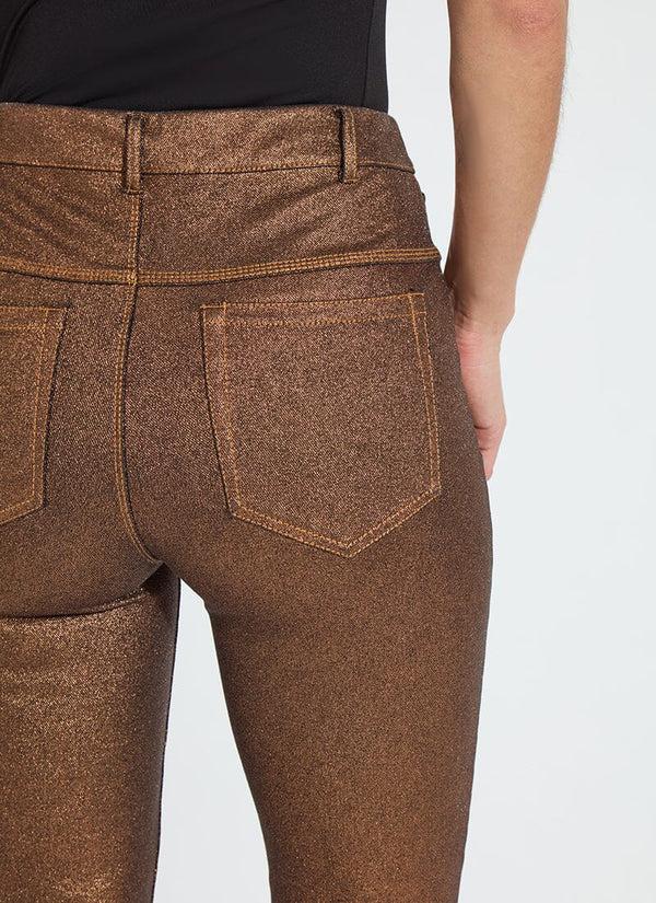 Lyssé Metallic Coated Straight Denim (27" Inseam) Metallic Copper