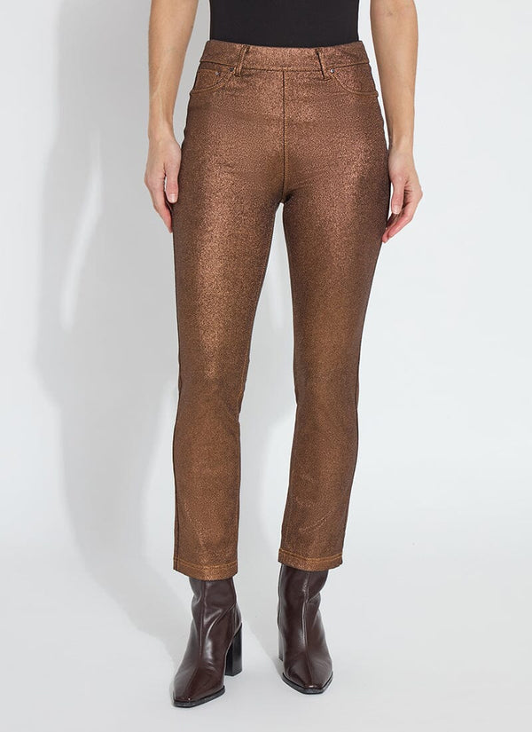 lyssé Metallic Coated Straight Denim (27" Inseam) Metallic Copper