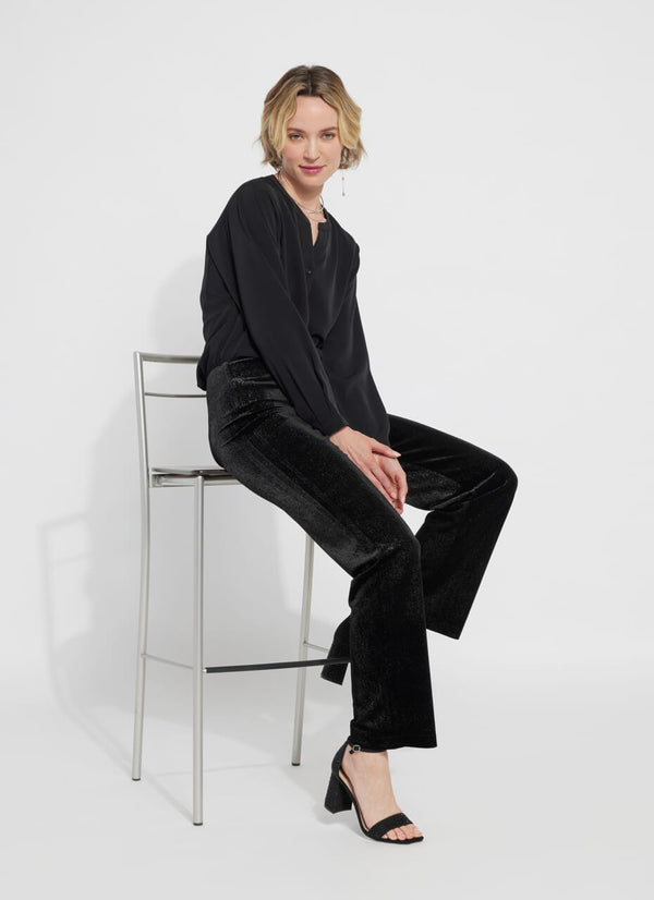 lyssé Metallic Foil Velvet Pant (31.5" Inseam) Silvery Charcoal