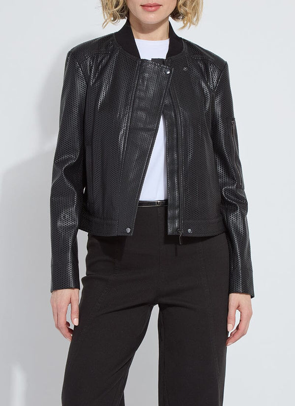 Lyssé Millicent Perforated Vegan Leather Jacket Black