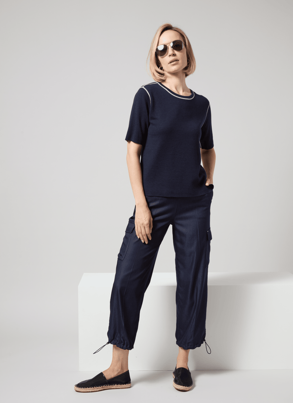 Lyssé Monique Tailored Cargo (26" Inseam) Solid Indigo