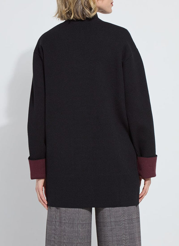 Lyssé Nicolette Double Face Knit Cardigan Black/Dark Plum