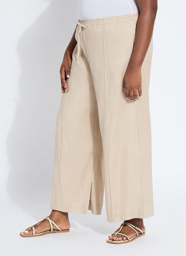 Lyssé Nixie Drawstring Linen Wide Leg Pant (Curvy 27" Inseam) Linen