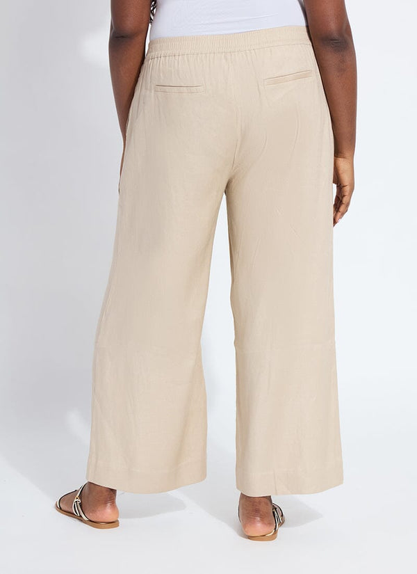 Lyssé Nixie Drawstring Linen Wide Leg Pant (Curvy 27" Inseam) Linen