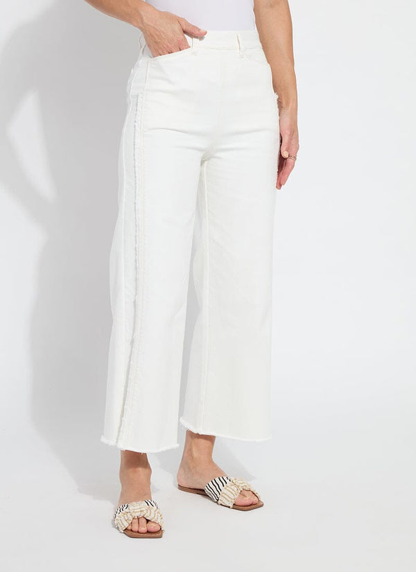 Lyssé Noah Hi Waist Crop Wide Fringe Denim (26" Inseam) Ecru White