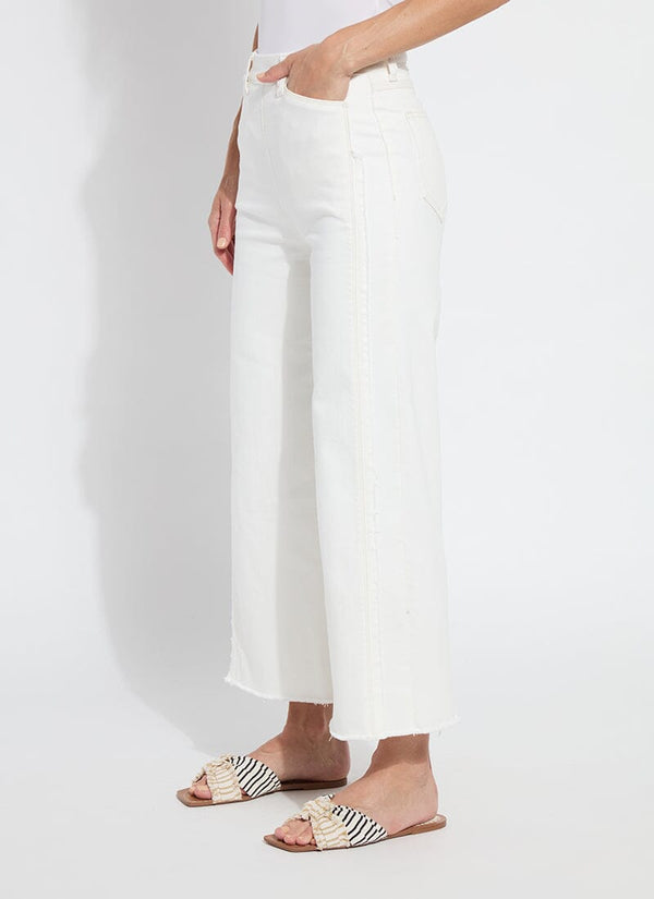 Lyssé Noah Hi Waist Crop Wide Fringe Denim (26" Inseam) Ecru White