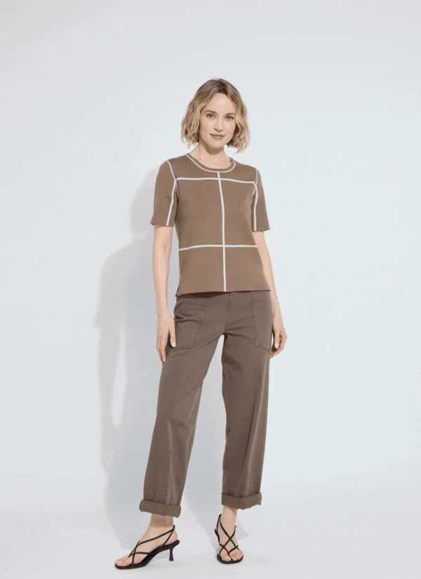 lyssé Odessa Reversible Knit Short Sleeve Tee Lt Grey Melange/Subtle Green