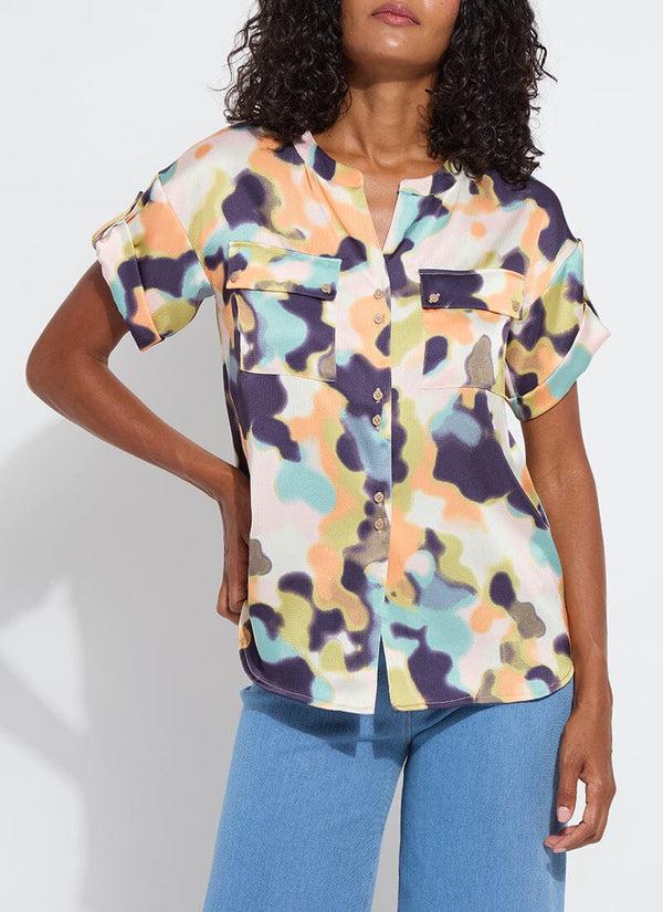 Lyssé Olena Drop Shoulder Utility Blouse Ethereal Camo