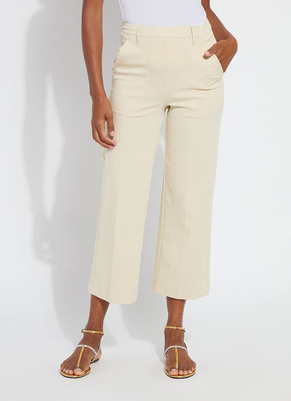 Lyssé Pamela Utilitarian Wide Leg Crop (25" Inseam) Ecru
