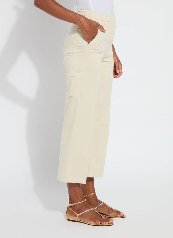 Lyssé Pamela Utilitarian Wide Leg Crop (25" Inseam) Ecru