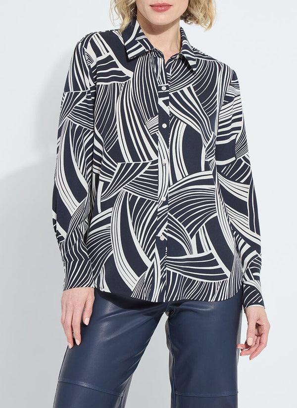 Lyssé Parker Button Down Printed Shirt Winter Nautical