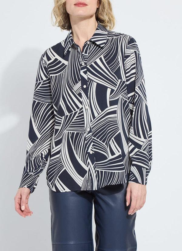 Lyssé Parker Button Down Printed Shirt Winter Nautical