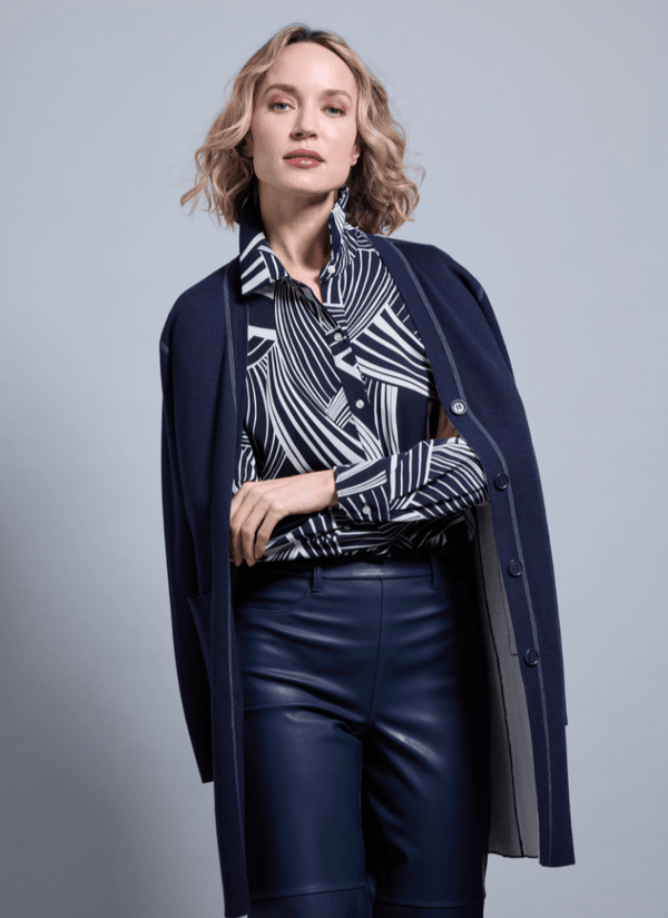 lyssé Parker Button Down Printed Shirt Winter Nautical