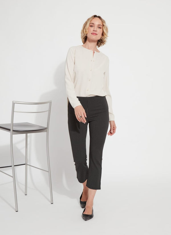 Lyssé Patterned Crop Kick Flare (24" Inseam) Suit-Me Pinstripe
