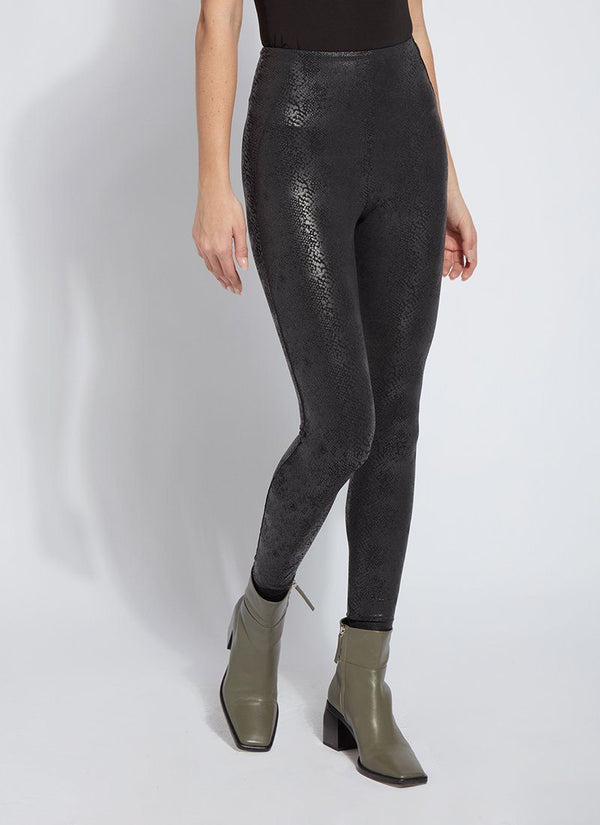 lyssé Patterned Matilda Foil Legging (28" Inseam) Black Snake