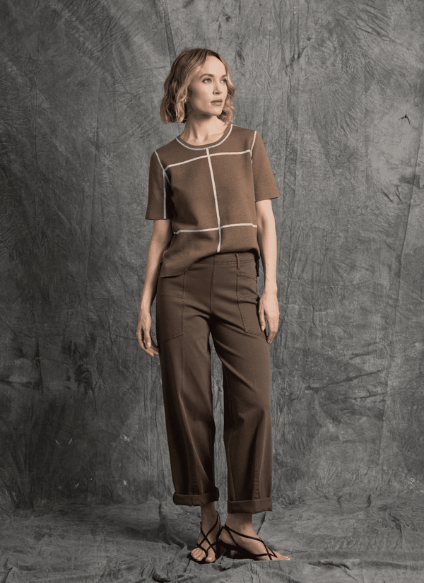 Lyssé Penelope Curved Cuffed Denim Antique Wash Subtle Green