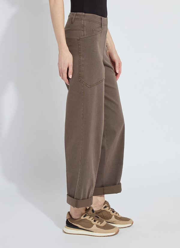 Lyssé Penelope Curved Cuffed Denim Curvy Antique Wash Subtle Green