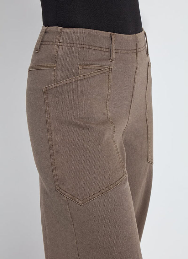 Lyssé Penelope Curved Cuffed Denim Curvy Antique Wash Subtle Green