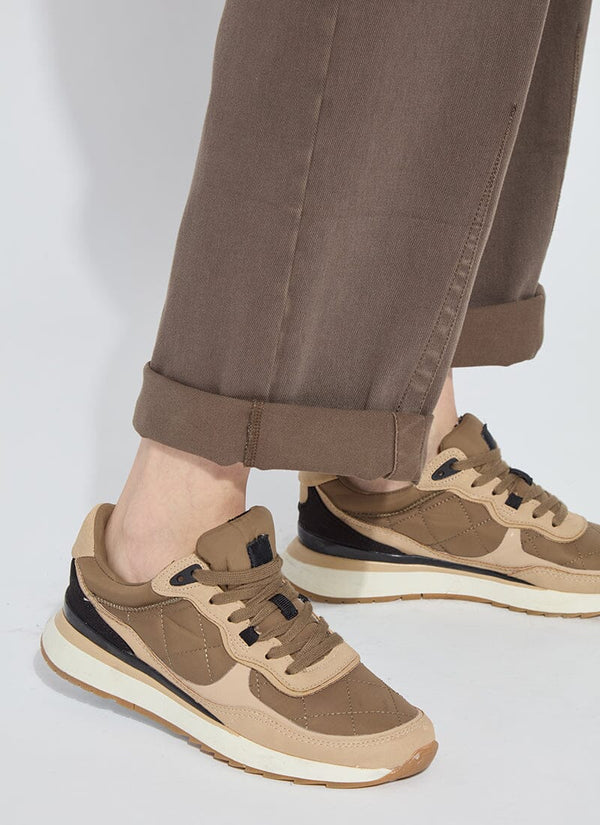 Lyssé Penelope Curved Cuffed Denim Curvy Antique Wash Subtle Green