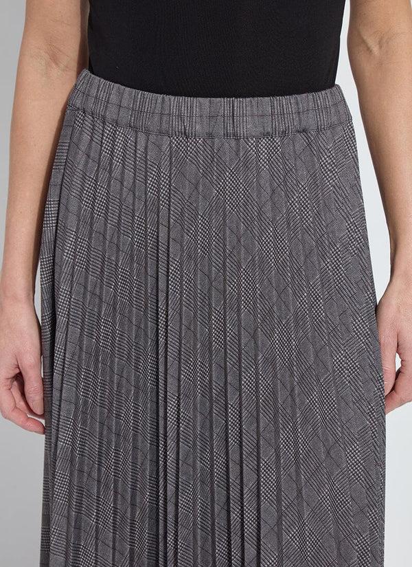 Lyssé Pierra Ponte Pleated Midi Skirt London Glen Plaid