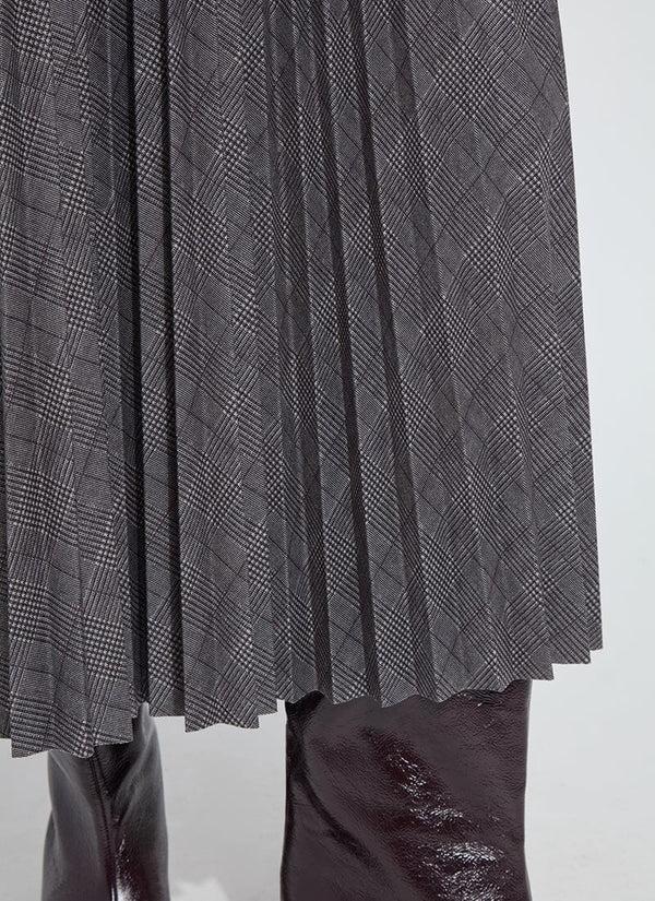 Lyssé Pierra Ponte Pleated Midi Skirt London Glen Plaid