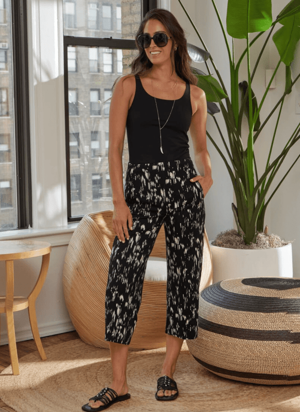 lyssé Printed Aries Wide Leg (24" Inseam) Black Shades