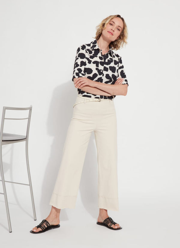Lyssé Printed Josie Short Sleeve Button Down Wild Contrast