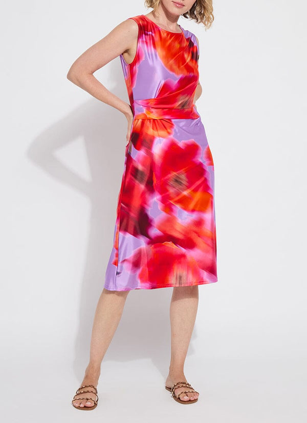 Lyssé Raquel Side Drape Printed Dress Floating Floral
