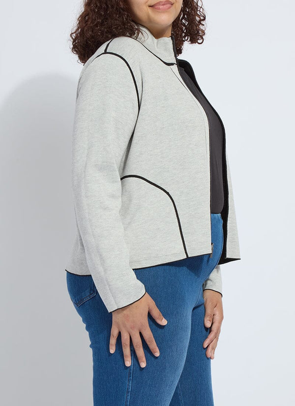 Lyssé REVERSIBLE Cashmere Zip Up Cardigan Curvy Black/Pearl Grey Melange