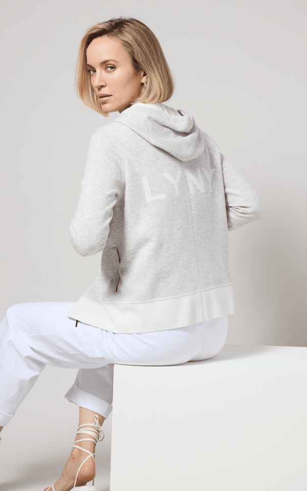 Lyssé Rowan Knit Zipped Hoodie Pearl Gray/Off White Melange