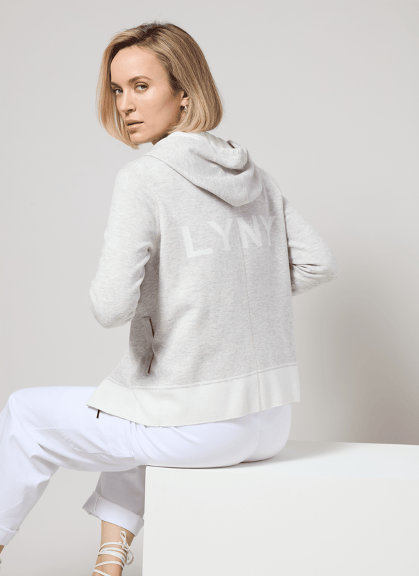 lyssé Rowan Knit Zipped Hoodie Pearl Gray/Off White Melange
