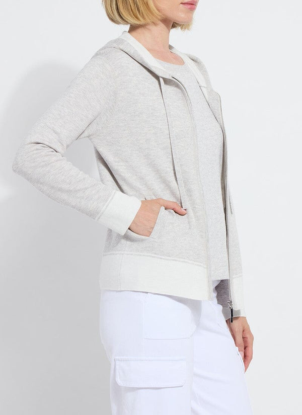 Lyssé Rowan Knit Zipped Hoodie Without Logo Pearl Gray/Off White Melange