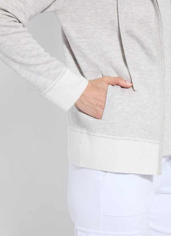 Lyssé Rowan Knit Zipped Hoodie Without Logo Pearl Gray/Off White Melange