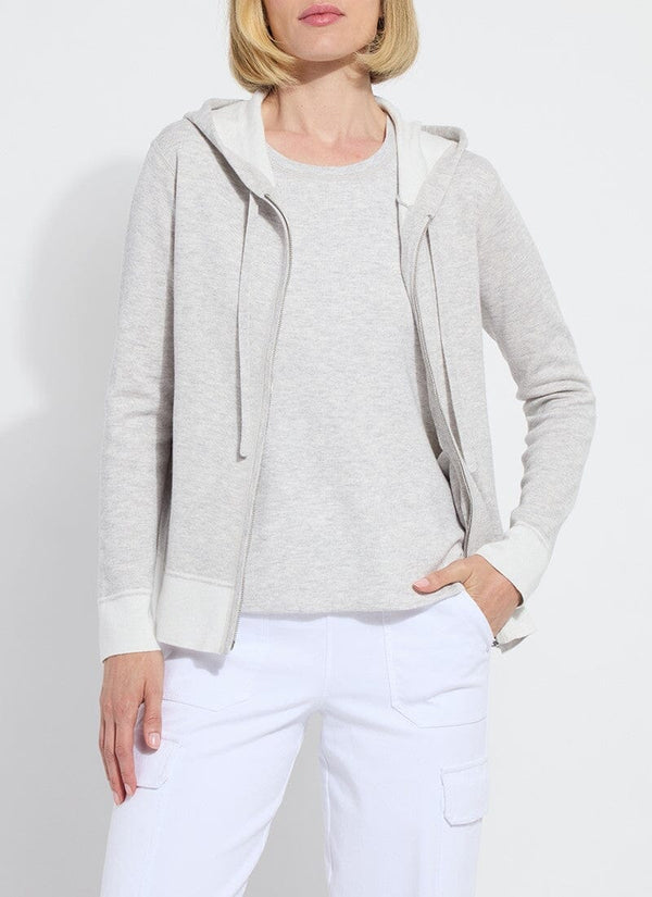 lyssé Rowan Knit Zipped Hoodie Without Logo Pearl Gray/Off White Melange