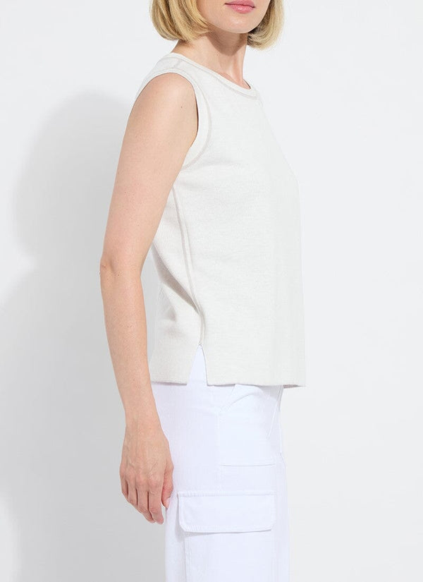 Lyssé Rowan Reversible Knit Shell Tank Pearl Gray/Off White Melange