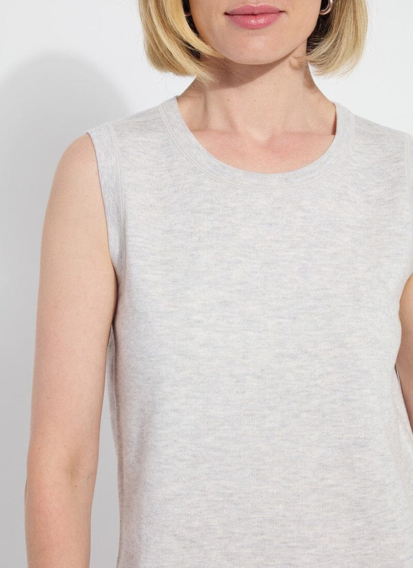 Lyssé Rowan Reversible Knit Shell Tank Pearl Gray/Off White Melange