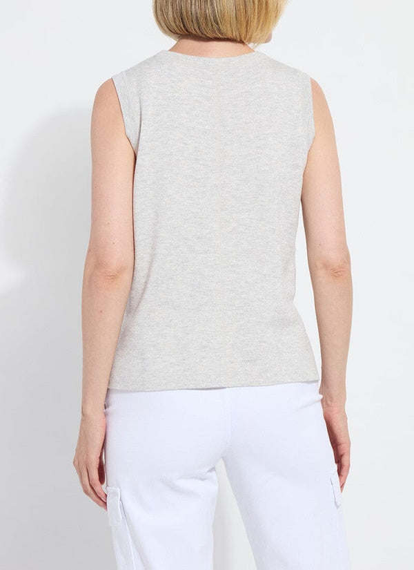 Lyssé Rowan Reversible Knit Shell Tank Pearl Gray/Off White Melange