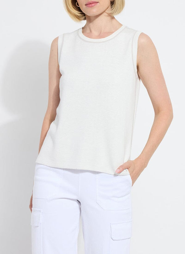 lyssé Rowan Reversible Knit Shell Tank Pearl Gray/Off White Melange